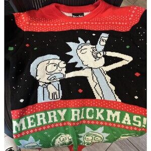 Adult Swim Rick and Morty Christmas Holiday Multicolor Sweater Size M NWOT